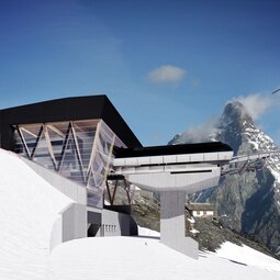 Matterhorn Glacier Ride ll Visualisierung | © Copyright © 2022 Zermatt Bergbahnen AG Visualisierung Talstation | © Copyright © 2022 Zermatt Bergbahnen AG
